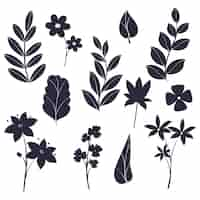 Gratis vector platte bloem silhouetten collectie