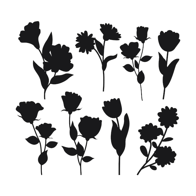Platte bloem silhouetten collectie