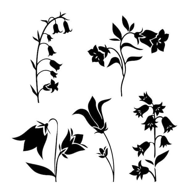 Gratis vector platte bloem silhouetten collectie