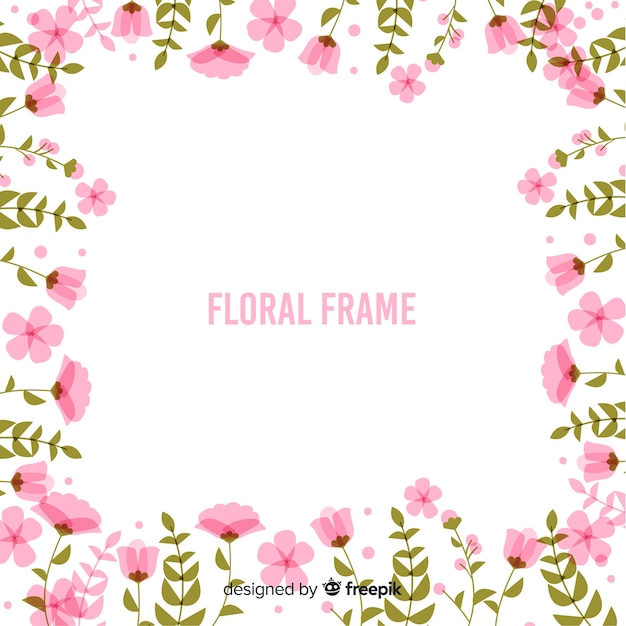 Gratis vector platte bloemen frame achtergrond