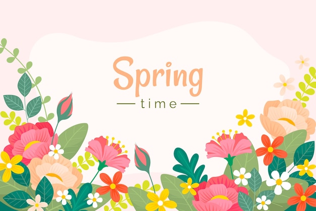 Gratis vector platte bloemen lente achtergrond