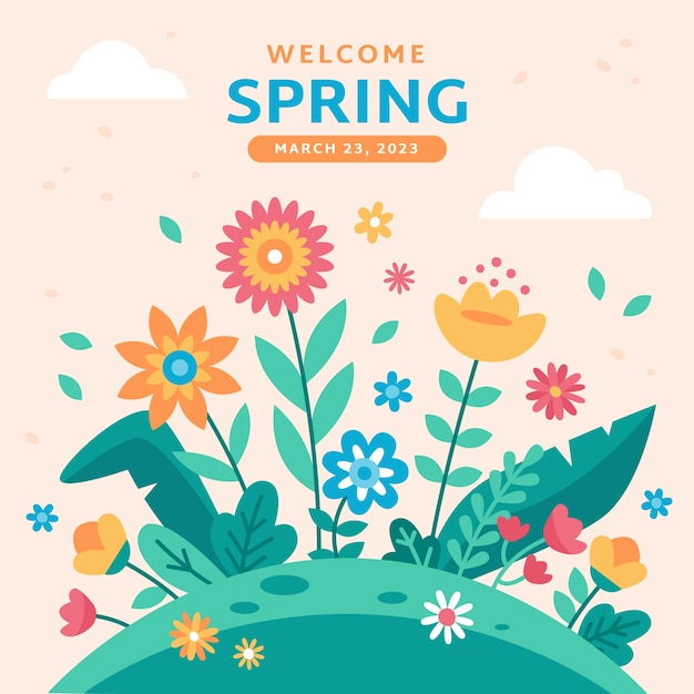 Gratis vector platte bloemen lente illustratie