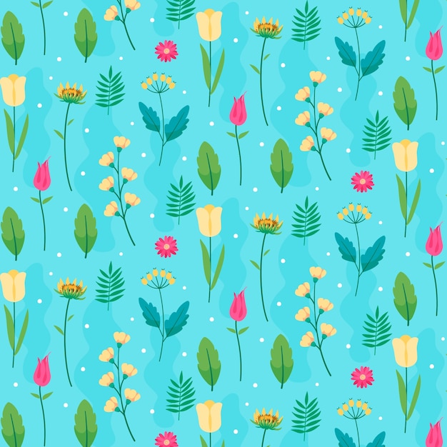 Platte bloemen lente patroon ontwerp