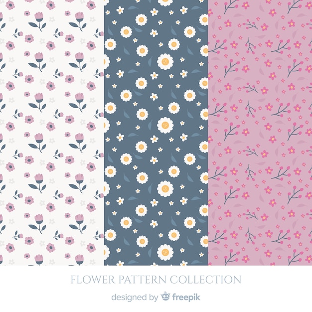 Platte bloemen patroon collectie