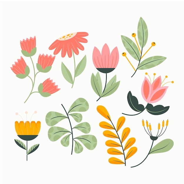 Gratis vector platte bloemencollectie