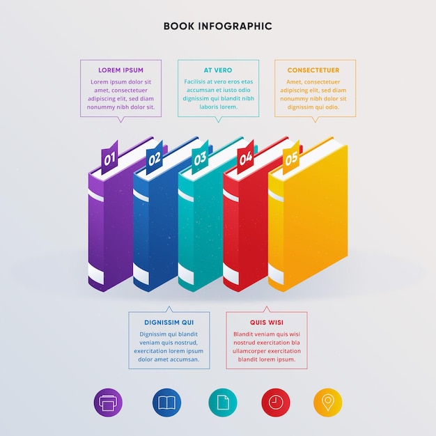 Platte boek infographics