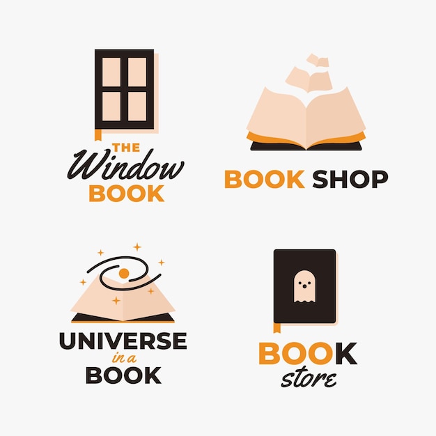 Gratis vector platte boek universum logo-collectie