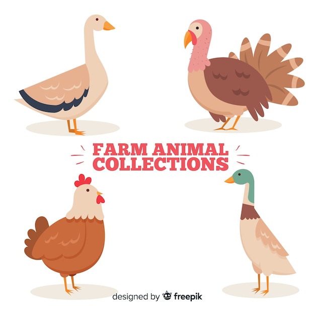 Gratis vector platte boerderij dieren collectie