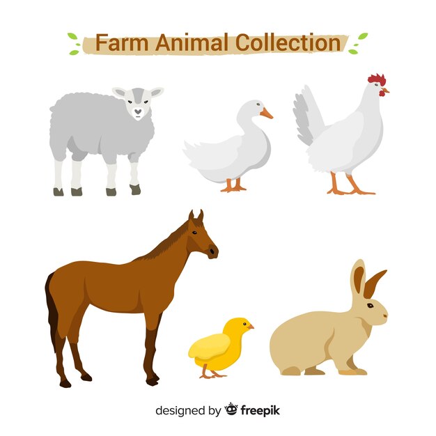 Platte boerderij dieren collectie