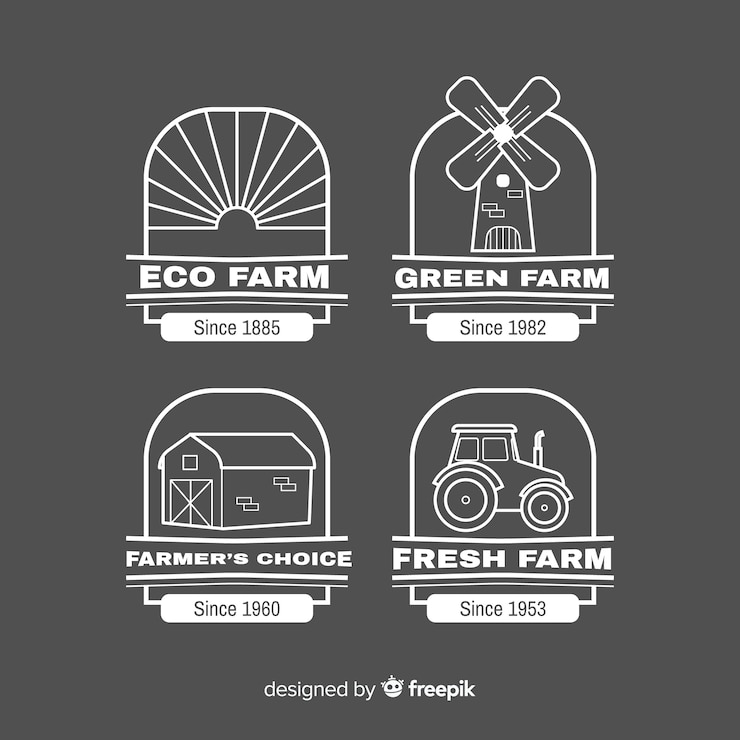 Gratis Vector platte boerderij logo sjabloonverzameling