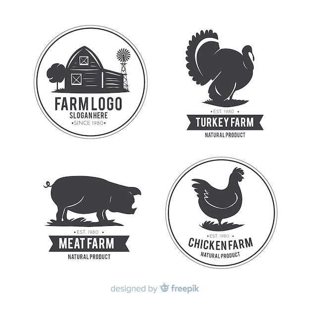 Platte boerderij logo sjabloonverzameling