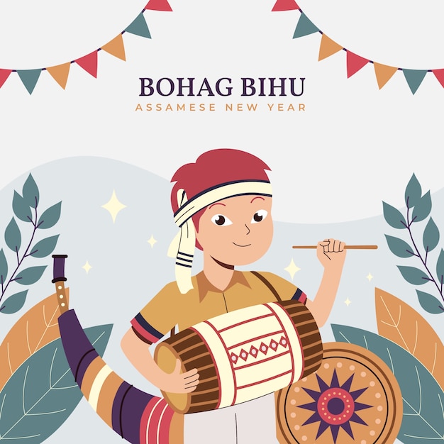 Platte bohag bihu illustratie