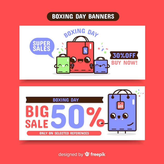 Gratis vector platte boksen dag verkoop banners