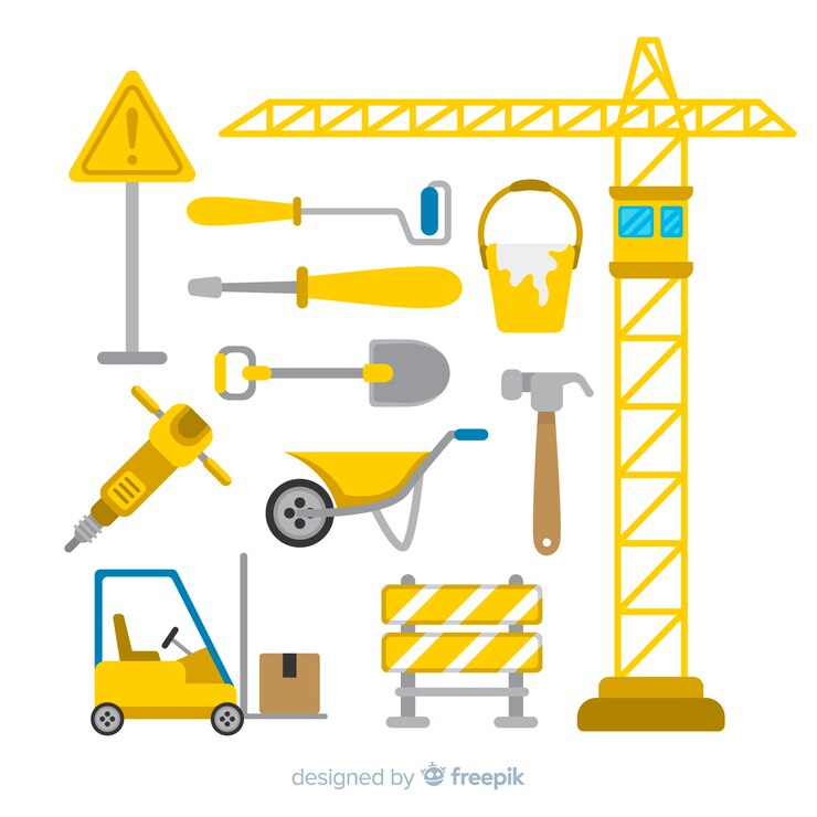 Gratis Vector platte bouwmachines collectie