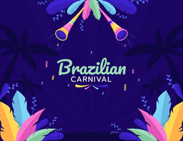 Gratis vector platte braziliaanse carnaval achtergrond