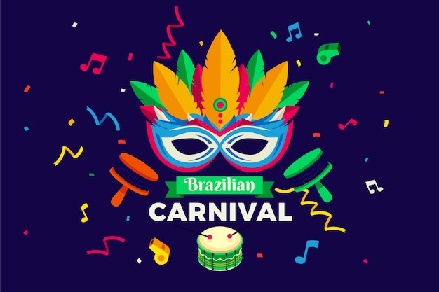 Gratis vector platte braziliaanse carnaval achtergrond