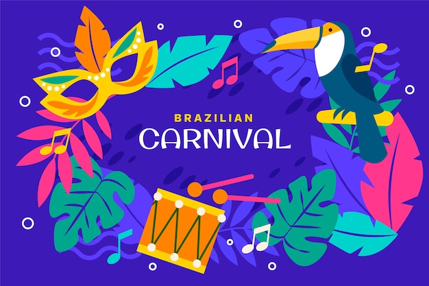 Gratis vector platte braziliaanse carnaval achtergrond