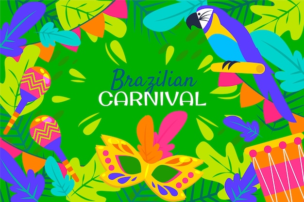 Gratis vector platte braziliaanse carnaval achtergrond