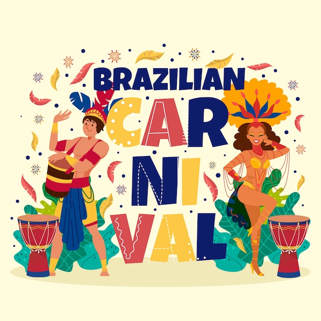 Platte braziliaanse carnaval illustratie