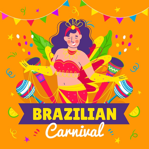Gratis vector platte braziliaanse carnaval illustratie