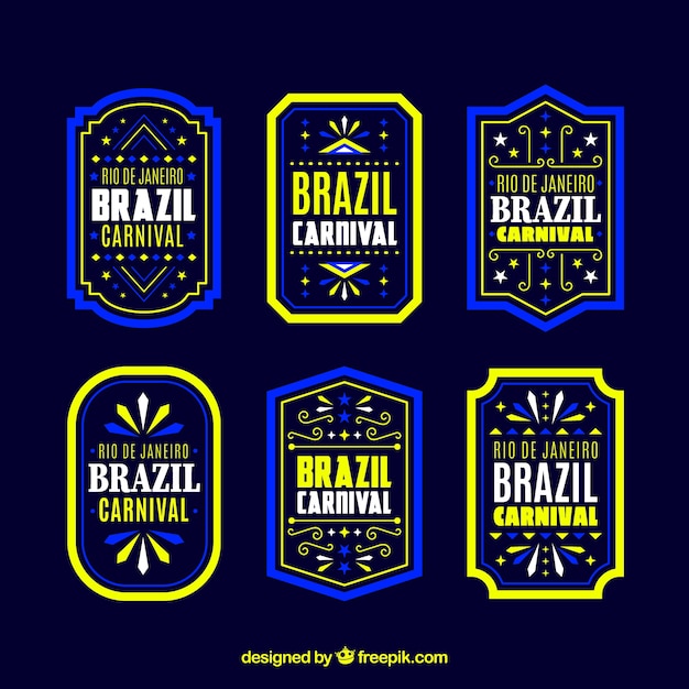 Gratis vector platte braziliaanse carnaval label / badge collectie