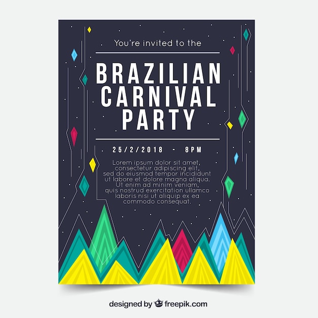 Platte braziliaanse carnaval partij flyer / poster sjabloon