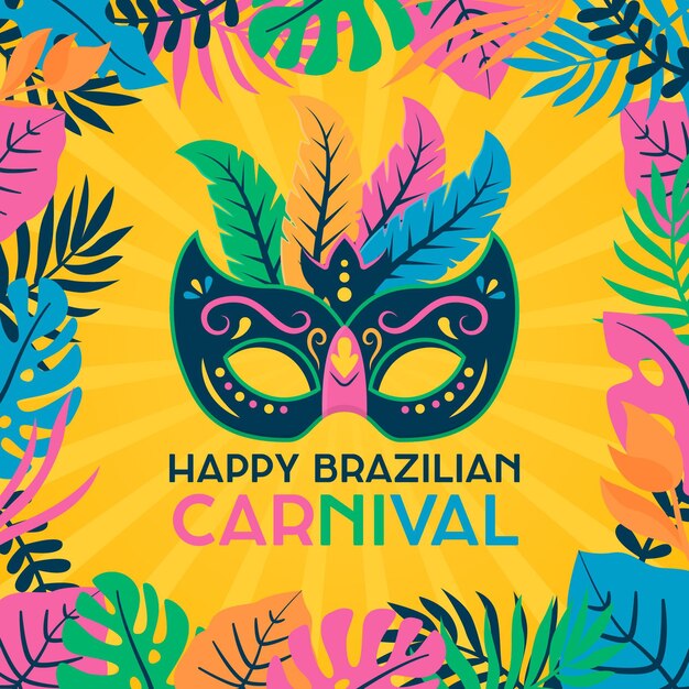 Gratis vector platte braziliaanse carnaval sjabloon