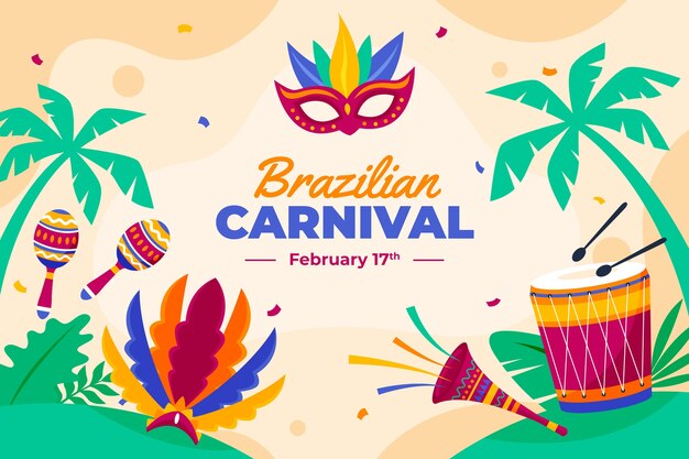 Gratis vector platte braziliaanse carnaval viering achtergrond