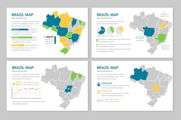 Gratis vector platte brazilië kaart infographic