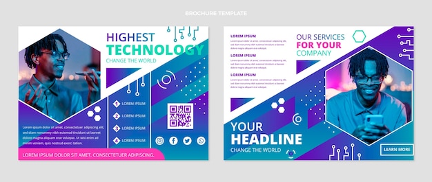 Gratis vector platte brochure over minimale technologie