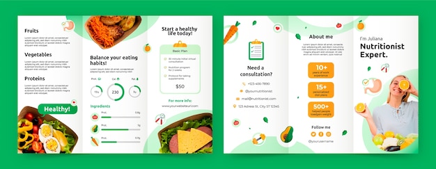 Platte brochure sjabloon voor voedingsdeskundige