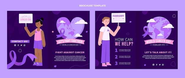 Platte brochuresjabloon voor wereldkankerdag