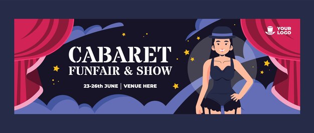 Gratis vector platte cabaret twitter header