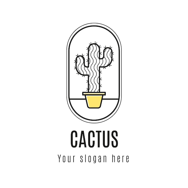 Platte cactus logo sjabloon