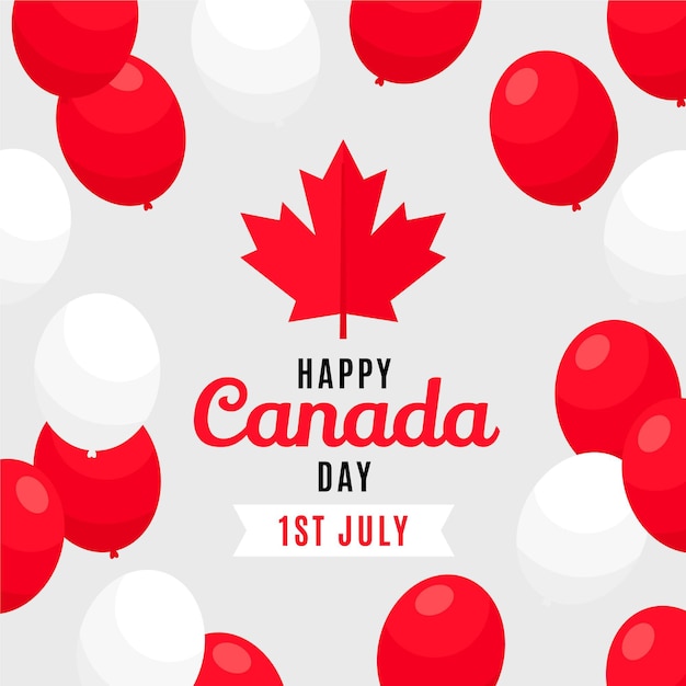 Gratis vector platte canada dag ballonnen achtergrond