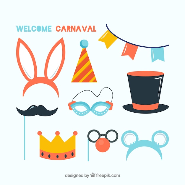 Gratis vector platte carnaval elementen collectie