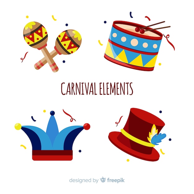 Gratis vector platte carnaval elementen collectio