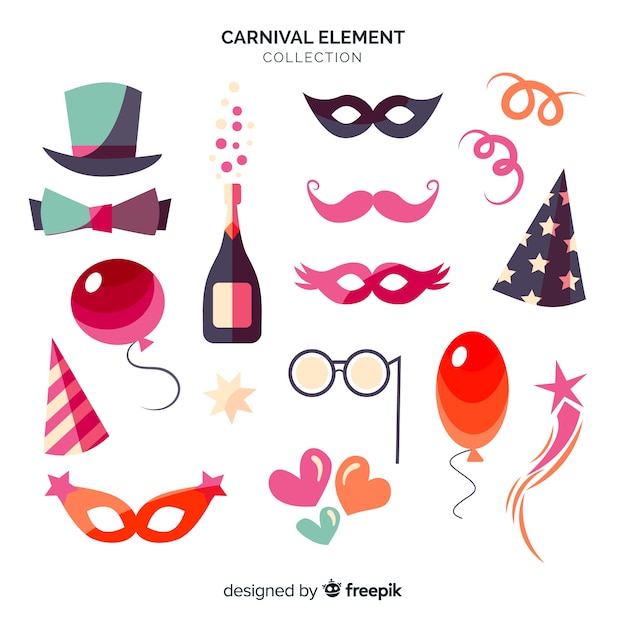 Gratis vector platte carnaval elementen collectio