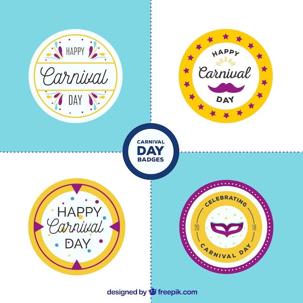 Gratis vector platte carnaval label / badge collectie