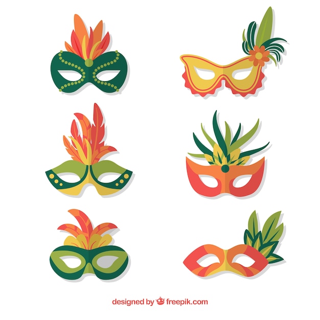 Gratis vector platte carnaval masker collectie