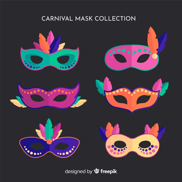Gratis vector platte carnaval masker collectie