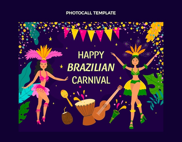 Gratis vector platte carnaval photocall-sjabloon