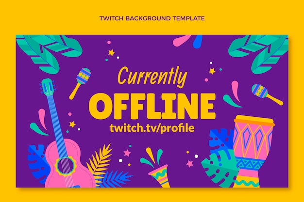 Gratis vector platte carnaval twitch achtergrond