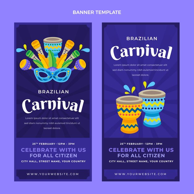 Platte carnaval verticale banners set