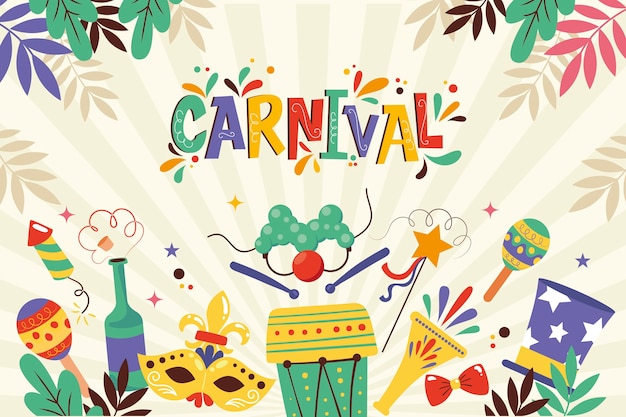 Gratis vector platte carnaval viering achtergrond