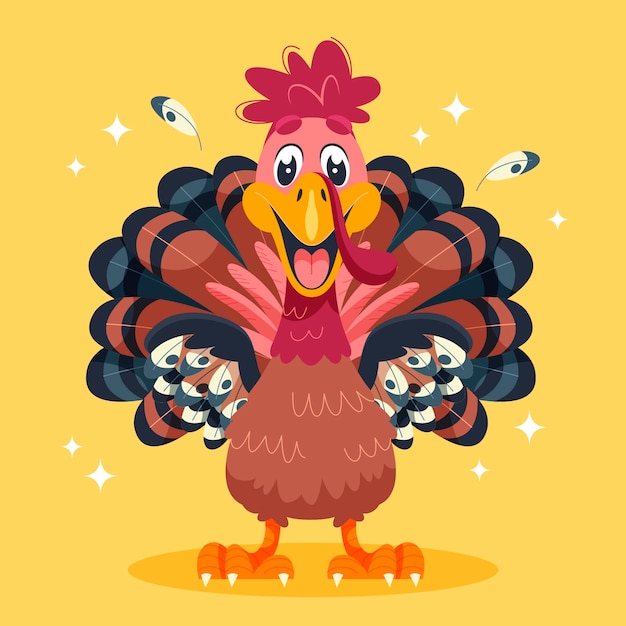 Platte cartoon karakter illustratie voor Thanksgiving Day viering