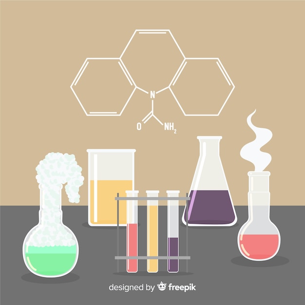 Gratis vector platte chemie achtergrond