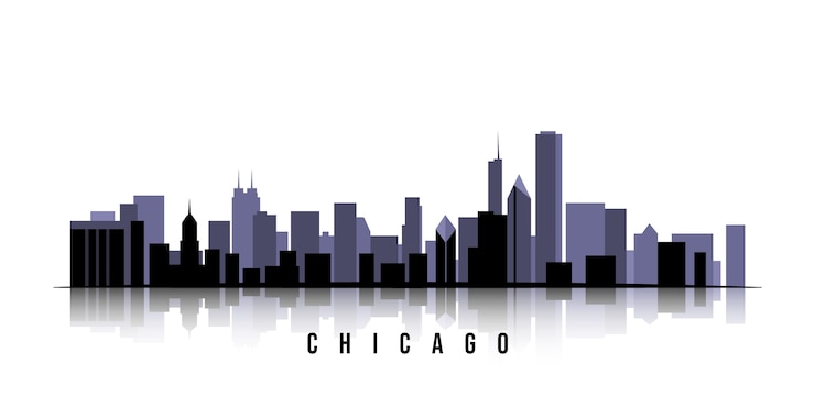 Gratis Vector platte chicago skyline silhouet