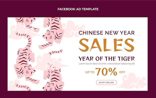 Gratis vector platte chinees nieuwjaar promosjabloon voor sociale media