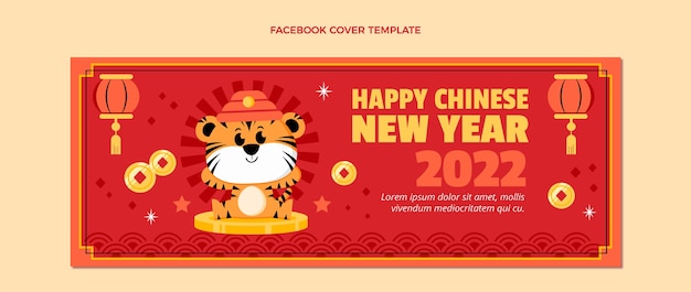 Gratis vector platte chinees nieuwjaar social media voorbladsjabloon